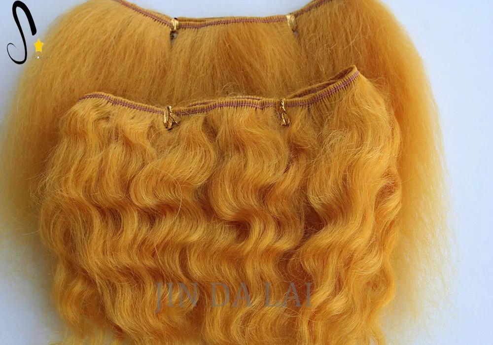 Wholesale High Quality for Mohair Weft for DIY Doll Wigs Deep Wavy Mohair Hair Topper Wig