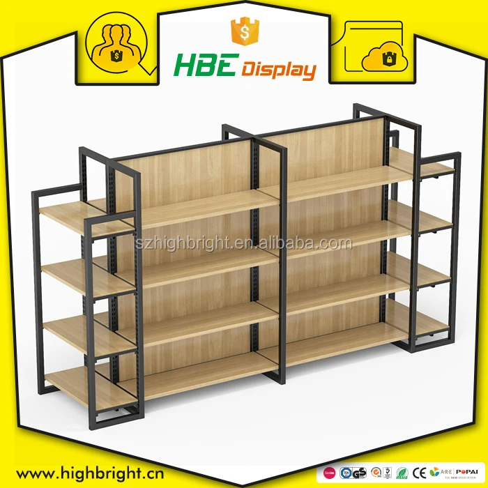 4 sided MDF slatwall T-shirt display stand rack