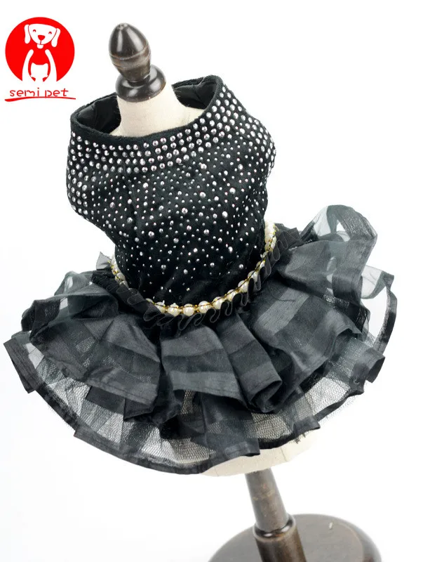 Pet dog Wedding dress Cat Puppy Princess Skirt clothes Bling accessories&Bow Design