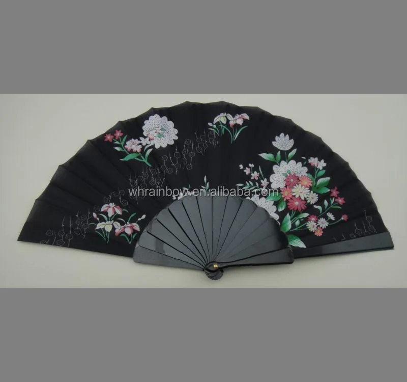23cm promotional hand held fabric fan with plastic handle