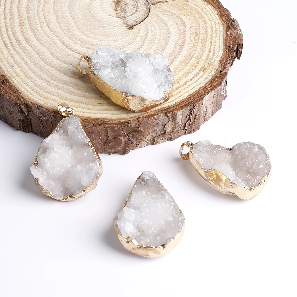 Европа, Хрустальная подвеска Yase с друзой, окрашенное Натуральное белое ожерелье хорошего качества для людей и индийский производитель, подвеска