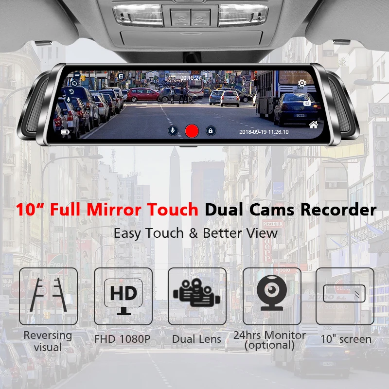  Видеорегистратор Phisung G900 автомобильный двойная камера HD1080P 10 дюймов датчик движения G-датчик циклическая запись