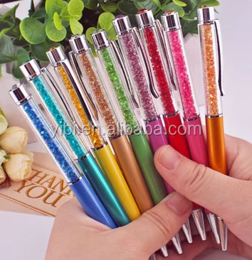 C001 Wholesale Metal Bling Filled Pens Gift Promotion With Custom LogoTop Gem Rhinestone Ballpoint Diamond Crystal Pen