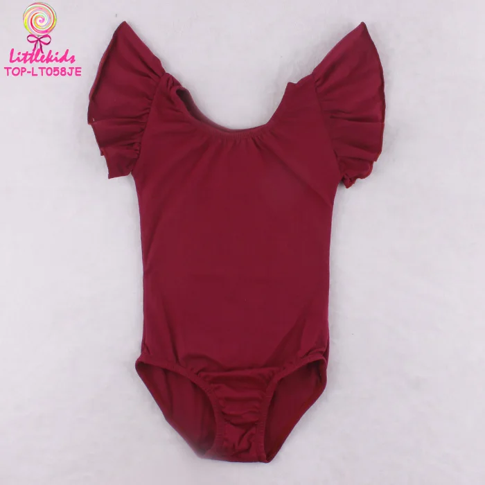 Kids Flutter Sleeve Artistic Gymnastics Leotards Girls Wide Black And White Stripes Ballet Dance Leotard