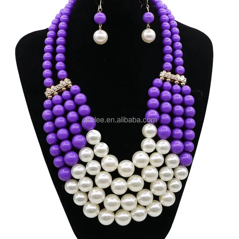 KC406 Nigerian Beaded&Pearl Jewelry Set High Quality Coral Beads Woven Jewelry Set For Wedding Party