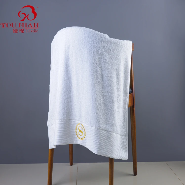 Good Absorbent High Quality 5 Star Hotel 100% Cotton White Towels Custom 3pcs Towel Set
