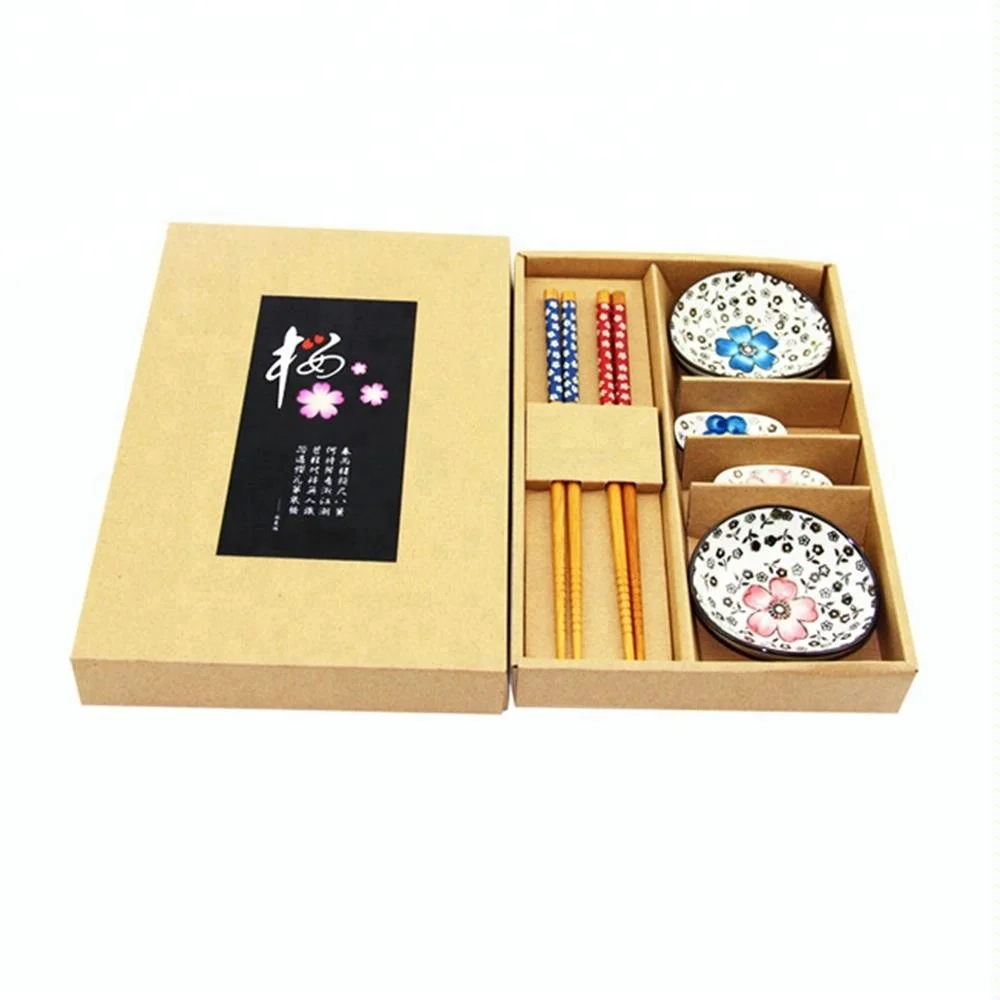 chopsticks and sauce plate bamboo sushi serving plate with gift box set