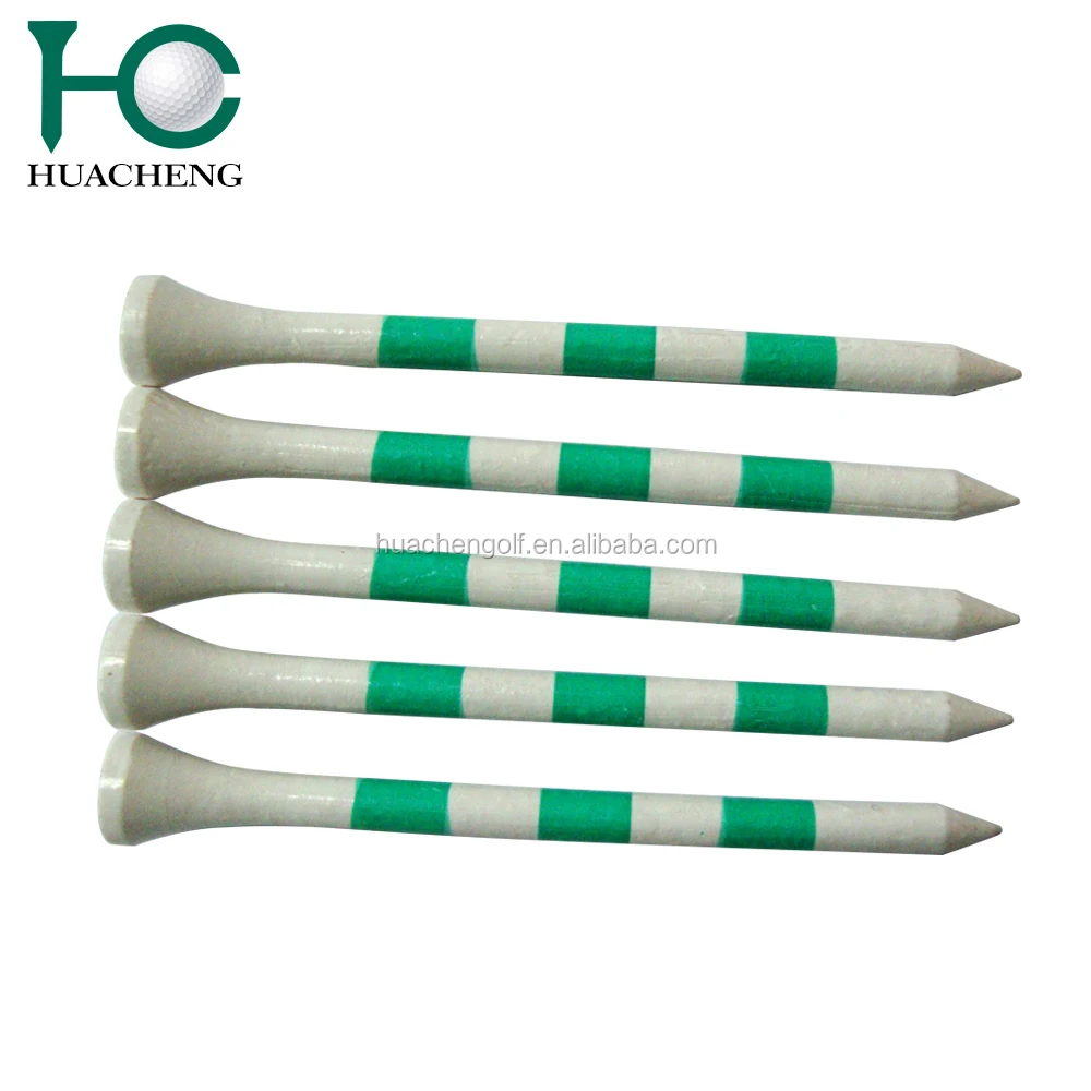 360 round black Stripes printing on white Bamboo golf tees