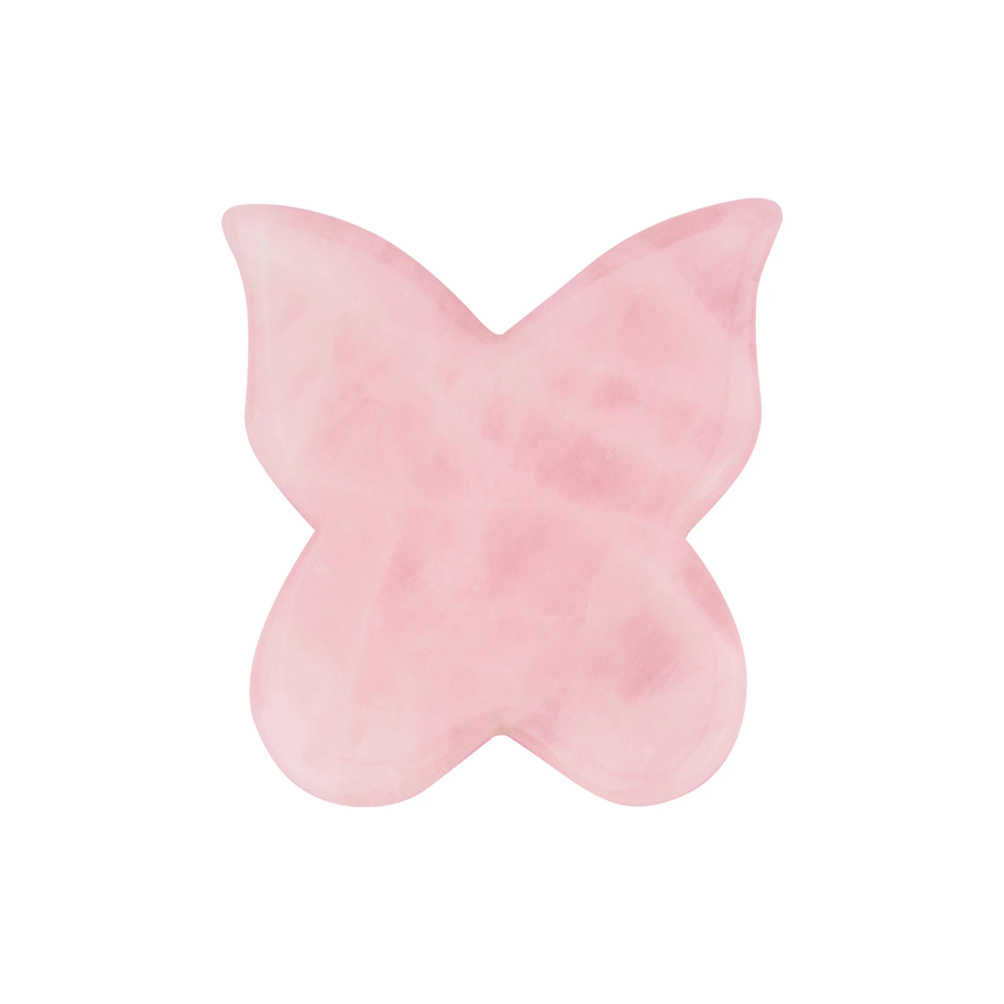 Hot Selling Rose Quartz Guasha Stone Massager Butterfly Shaped Rose Crystal Gua Sha