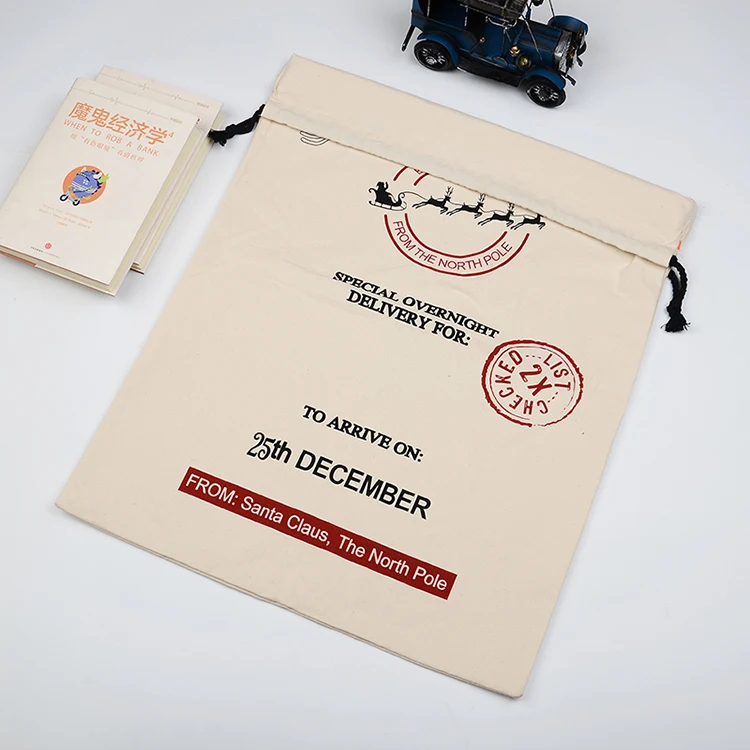 
Colorful Printing Santa Present Bags Christmas Holiday Gift Bags with Draw String 