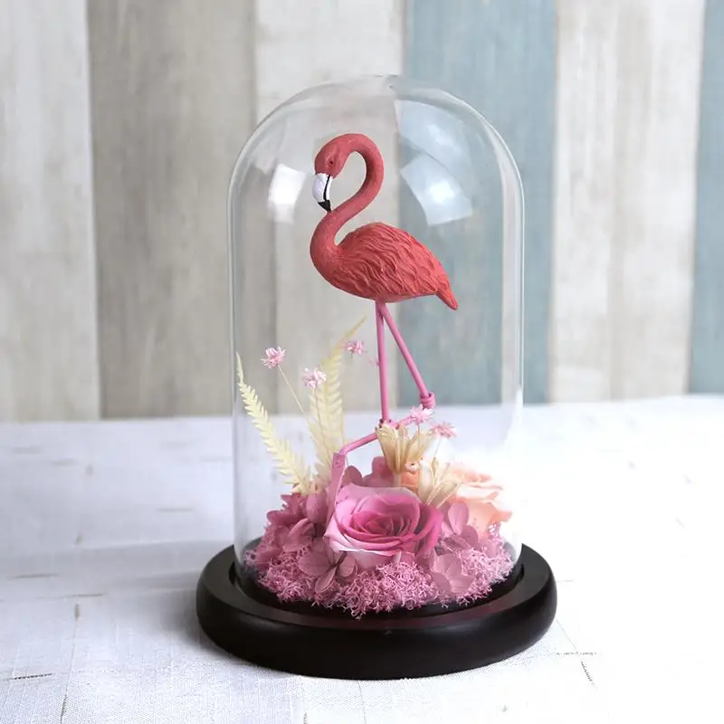 
New style wholesale gift items Preserved Flower Preserved Bird Rose in Glass For Wedding Christmas Valentines Day 