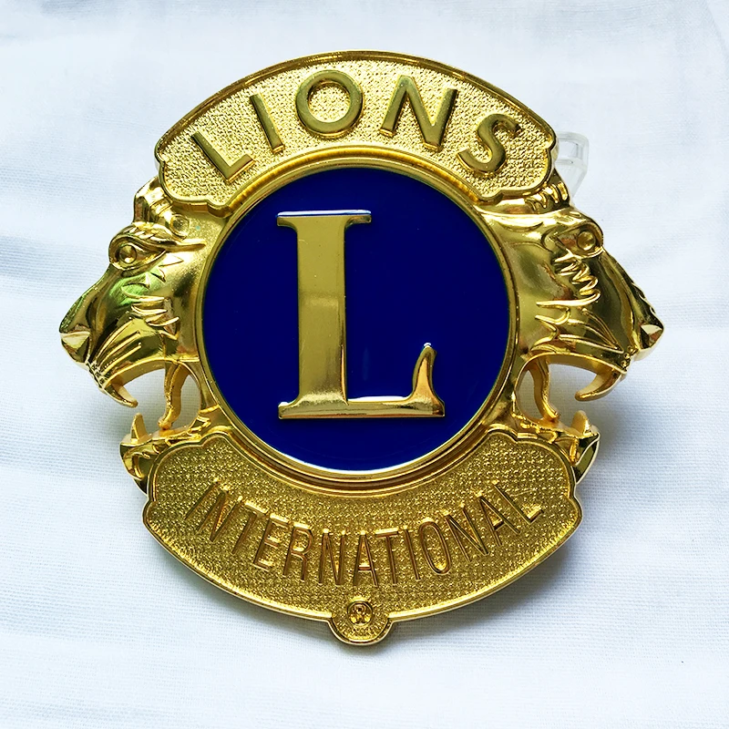 Custom Car Chrome Logo Badges 3d metal enamel car bumpers Emblem for Lion Club