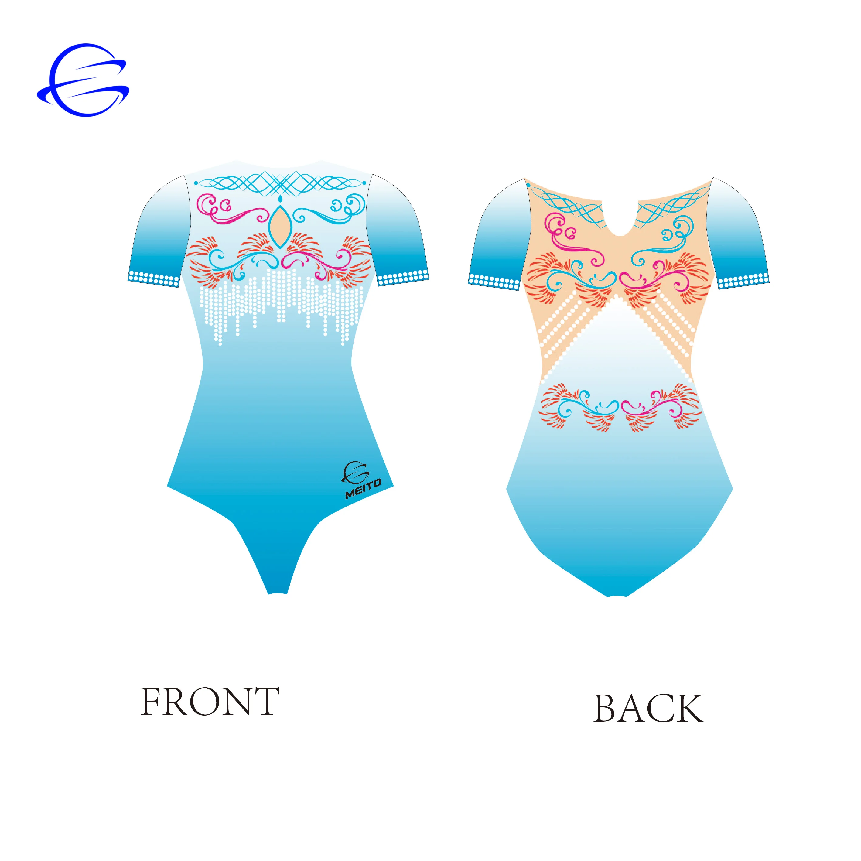 Breathable Custom Long sleeves Digital Sublimation Spandex Fabric Rright Black / Red Women Gymnastic Leotard