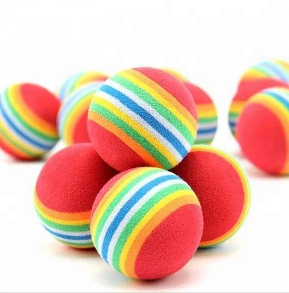 Amazon Best Seller EVA Foam Rainbow Color Cat Ball Toy eva foam stresstoy balls dog cat pet plush ball toys