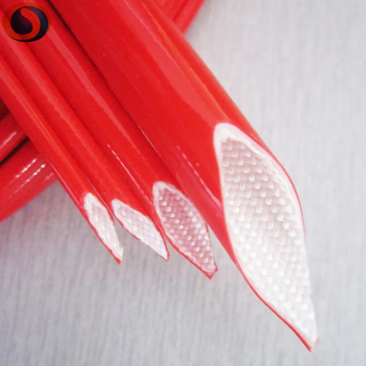 1.5kv Black red colors 1/4' silicone Fiberglass sleeving Heat Shield fiber glass hose 6MM