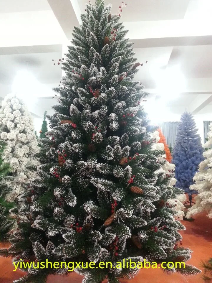 Новое поступление 2015, искусственный снег с сосновой конусой, Флокированная Рождественская елка