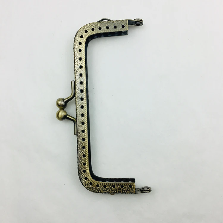 Wholesale 10.5cm Square Printing Double Side Ear DIY Sew In Handbag Bronze Coin Metal Purse Frame