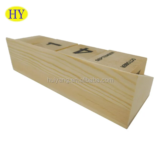 Vintage Wooden desktop perpetual wooden block calendar Day Countdown Calendar Perpetual Date Desk wood Calendar Blocks