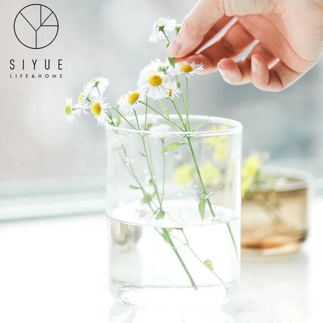 Transparent Light Glass Flower Vase for Home Decoration 1120