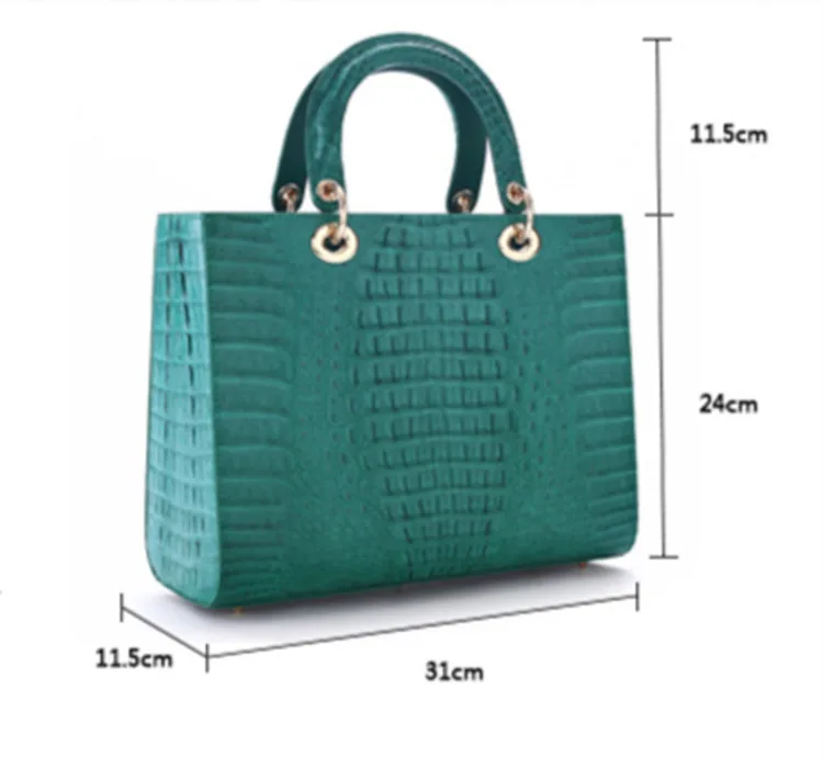OEM ODM Fashion Classic Genuine Crocodile Skin Leather Designer Ladies Women Female Handbags Custom Leather Tote Bag Wholesale