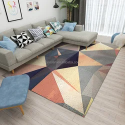 Cheapest price anti-slip 100% polyester printing geometrical tianjin modern design washable area floor rug
