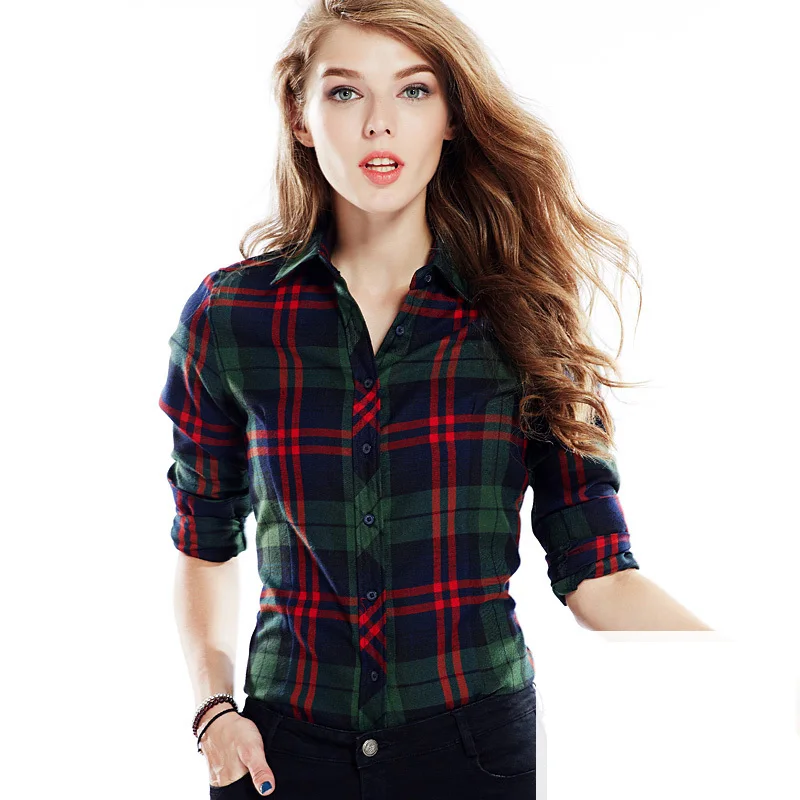De manga larga camisa a cuadros mujeres para mujer de