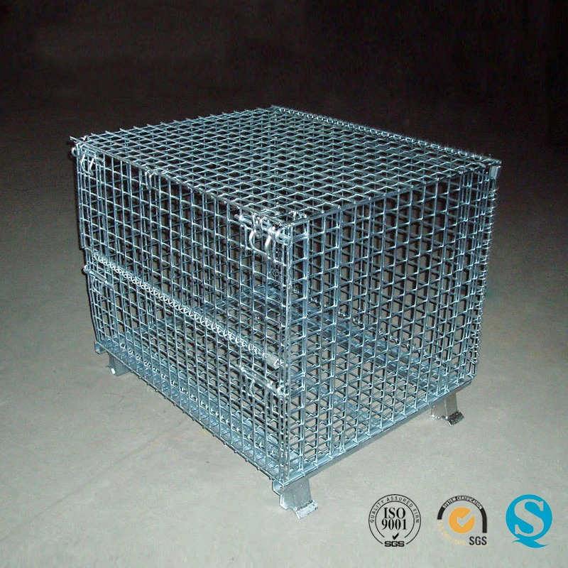 
Stainless steel wire mesh container steel folding storage cage box 