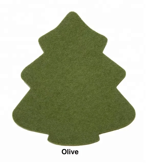 4 Pack Christmas Tree Felt Coaster for Christmas Table Decor