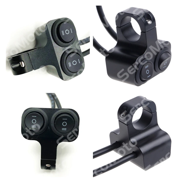 motorcycle switch 12v 10A Motorcycle CNC alloy on-off rocker Switches 22mm 25mm Handlebar headlight Switch kit