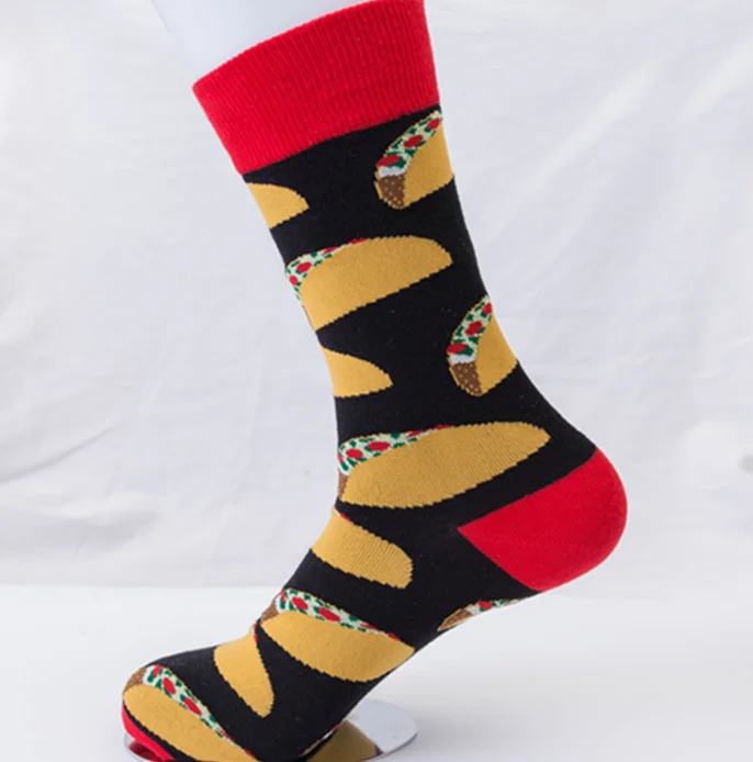 high quality custom oem sock Mens Fun Breakfast Food Taco Donuts Avocado Socks designer socks for men