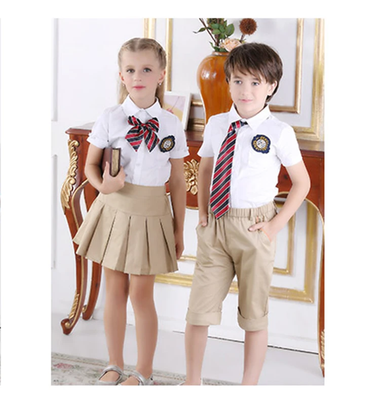 high quality china factory primary and secondary school students summer school uniform design for boys and girls