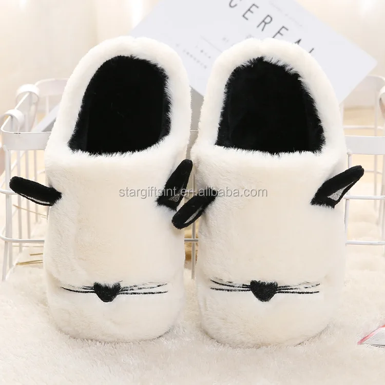 
New Design Black Cotton Soft bedroom house Winter Warm Cartoon Cat Kids Slippers for Girls Boys 