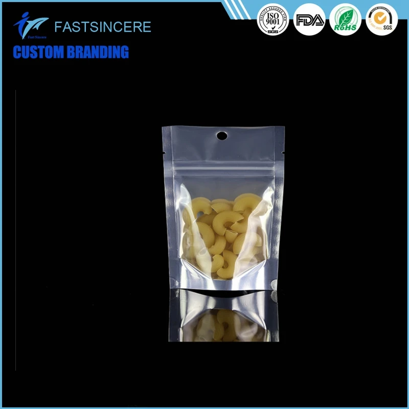 Stand up sack bags with large windows and zip lock