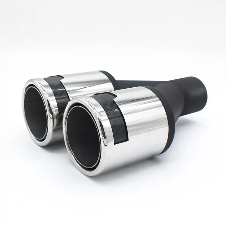 double outlets universal car exhaust pipe dual muffler tips blue end