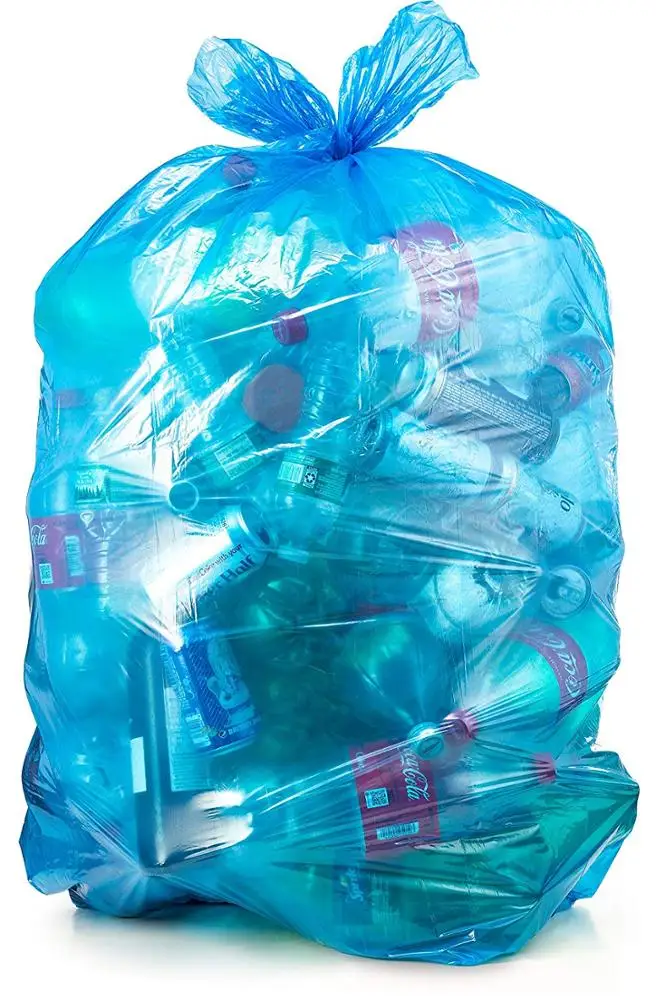 Recycling Trash Bags 55 Gallon, Large Blue Plastic Garbage Bags