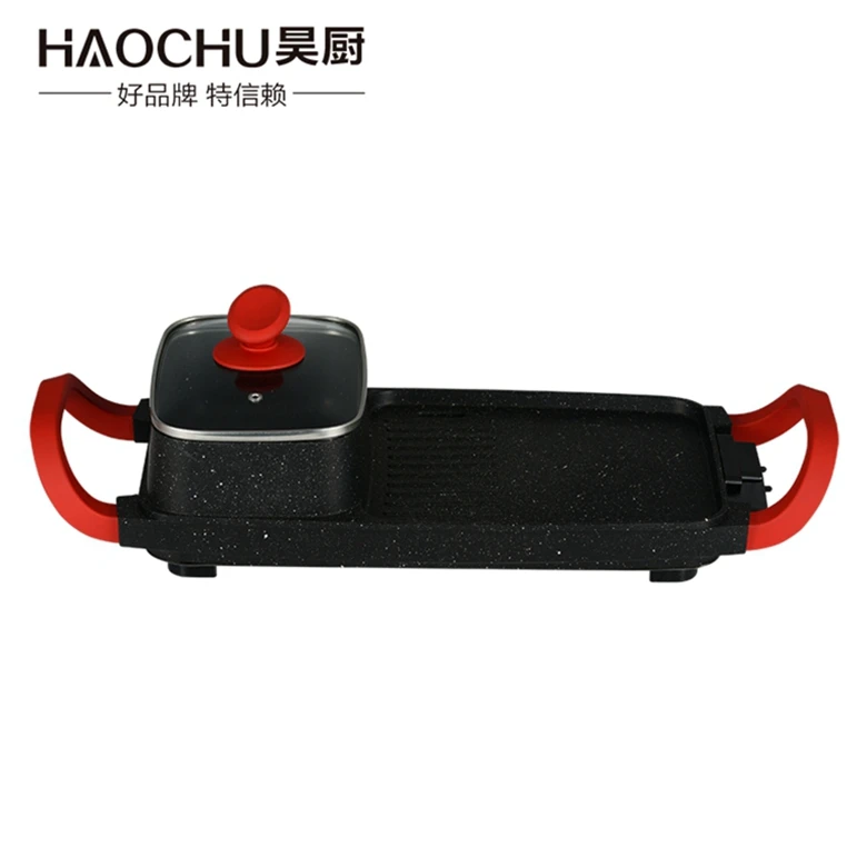 Factory wholesale smokeless korean table top grill pan Electric BBQ grill with pot