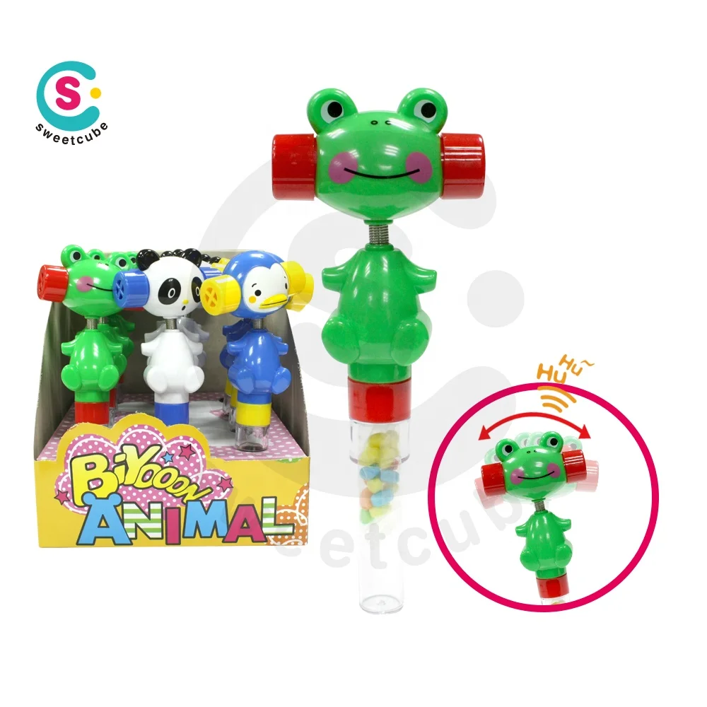 Sweetcube new item boy and girl robot shake whistle candy toy