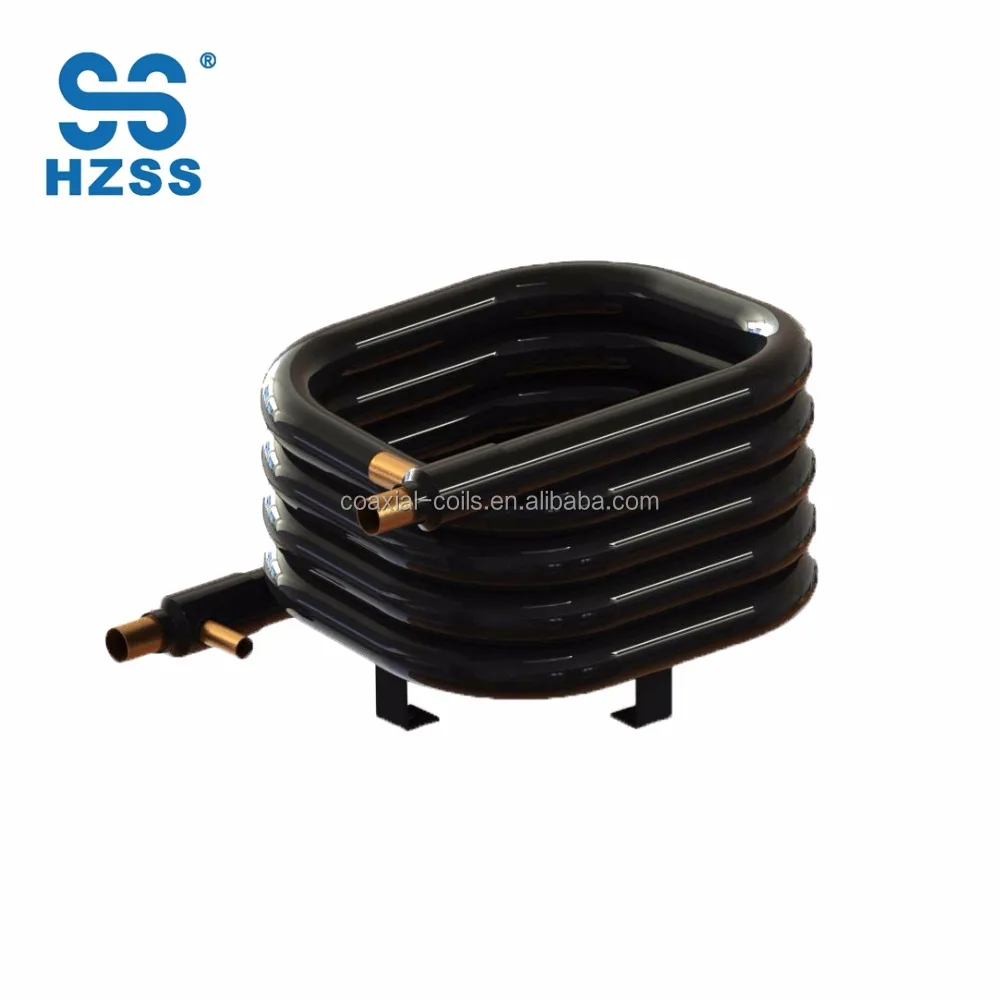 HZSS spiral wound tube in tube Coaxial Heat Exchanger Water to Freon heat pump