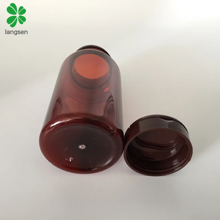 Private label PET 150ml / 150cc / 5 OZ amber brown color flip top cap capsule bottle, tablets pills medicines bottle container