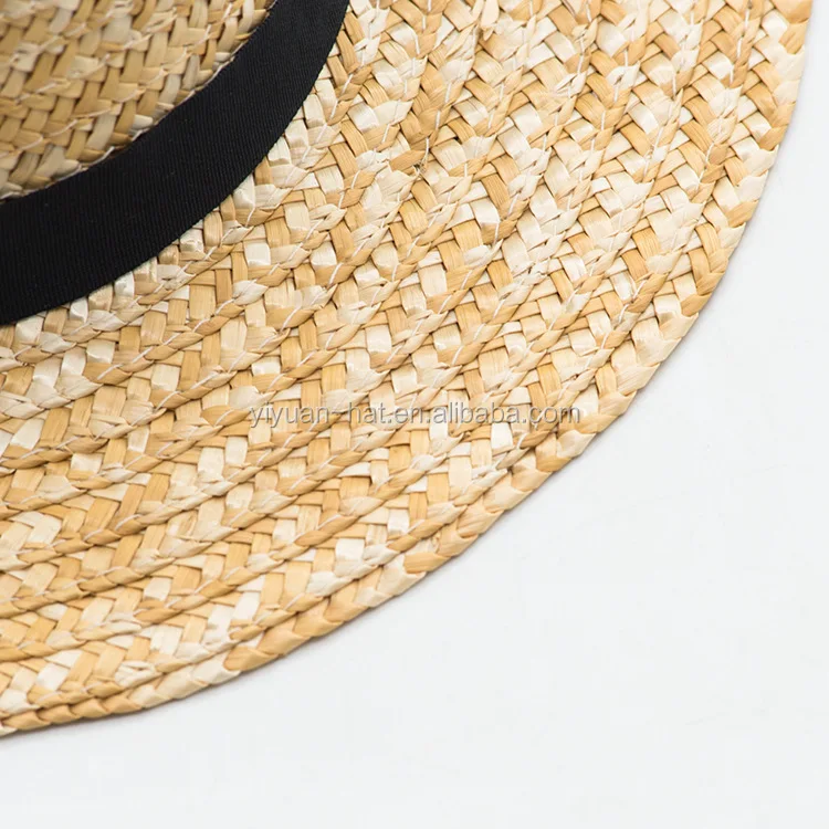 
2020 new style summer fashion wheat straw hat straw boater hat with black band 