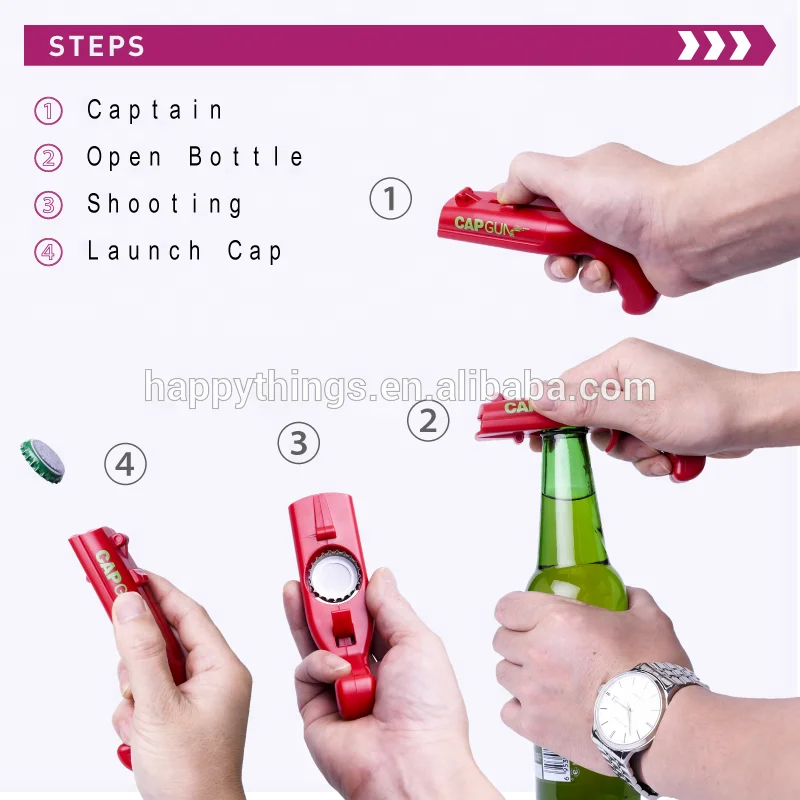 Factory Direct Good Quality Gun Shape Cap Shooter Stainless Bottle Opener