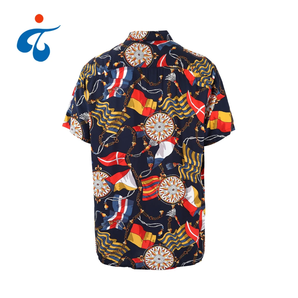 New arrivals OEM 100 rayon colorful hawaiian clothing african print shirts men