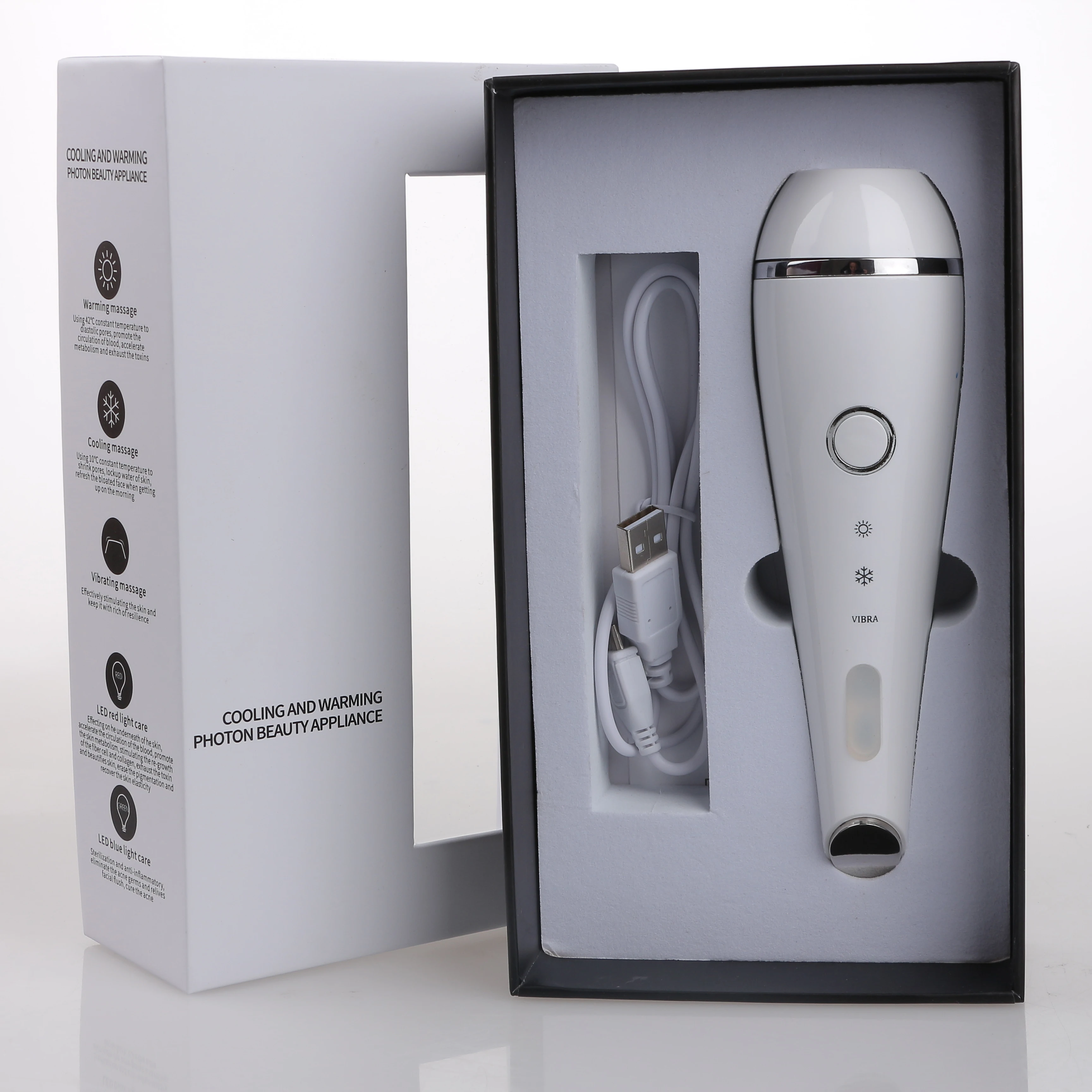 
private label portable multifunction beauty machine vibrating hot and cold facial eye care notime beauty device for home use 