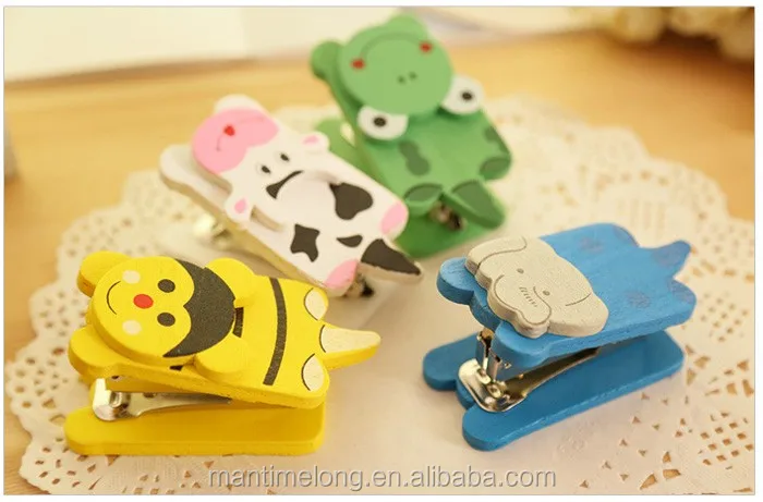 Cartoon mini funny stapler mini stapler wooden stapler