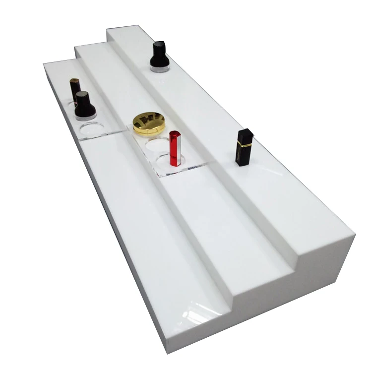 
illuminated led light acrylic display riser stand for cosmetic, lipstick, lip gloss, eyeliner,eyelash, perfume, nail polish 