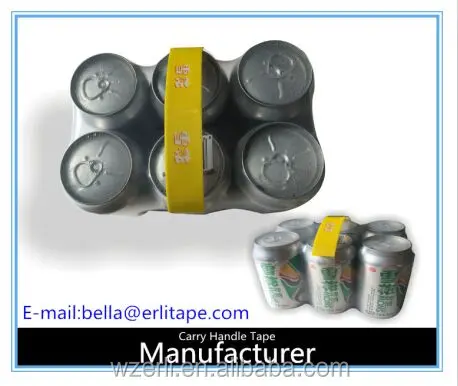 prelaminated adhesive carry handle for bottled mineral water