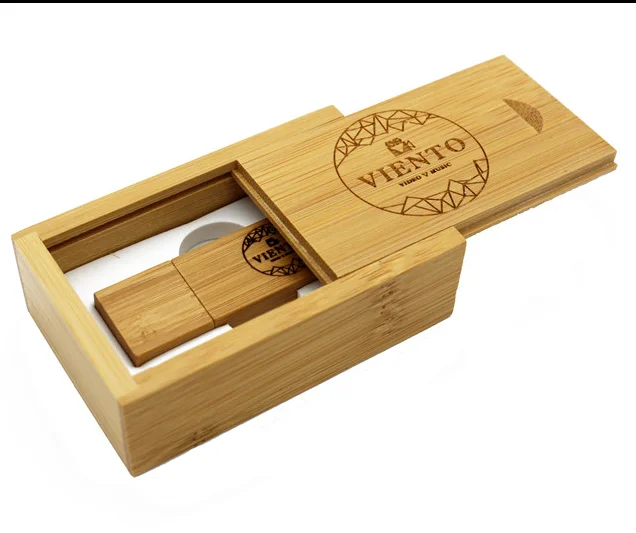 Customer Logo Wooden Usb With Box Usb Flash Drive Memory Stick Pen Drive 4Gb 8Gb 16Gb 32Gb U Disk Wedding Gift