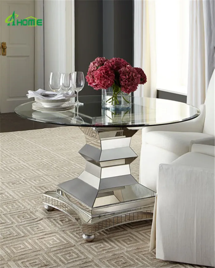 Dinning Room Furniture European Style Round Mirrored Dining Table
