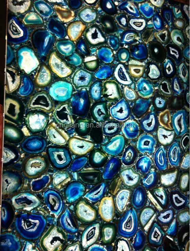 Natural gemstone slab blue agate semiprecious stone slab
