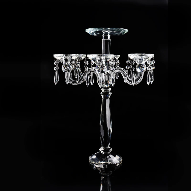 Современный Высококачественный Настольный стеклянный подсвечник с 7 держателями, Хрустальный подсвечник для празднования свадьбы